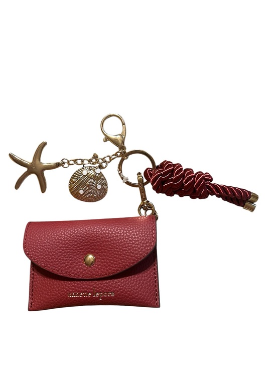 Nanette Lepore Accessories - Nanette Lepore Red Pebbled Faux Leather Card Pouch with Keychain & Charms